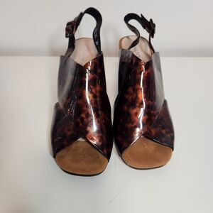 NEW Anthropologie Silent D Collins Cross Strap Sandals Tortoise Size 8 EU 39